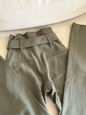 Aritzia Babaton Olive Green Paperbag Waist Trousers